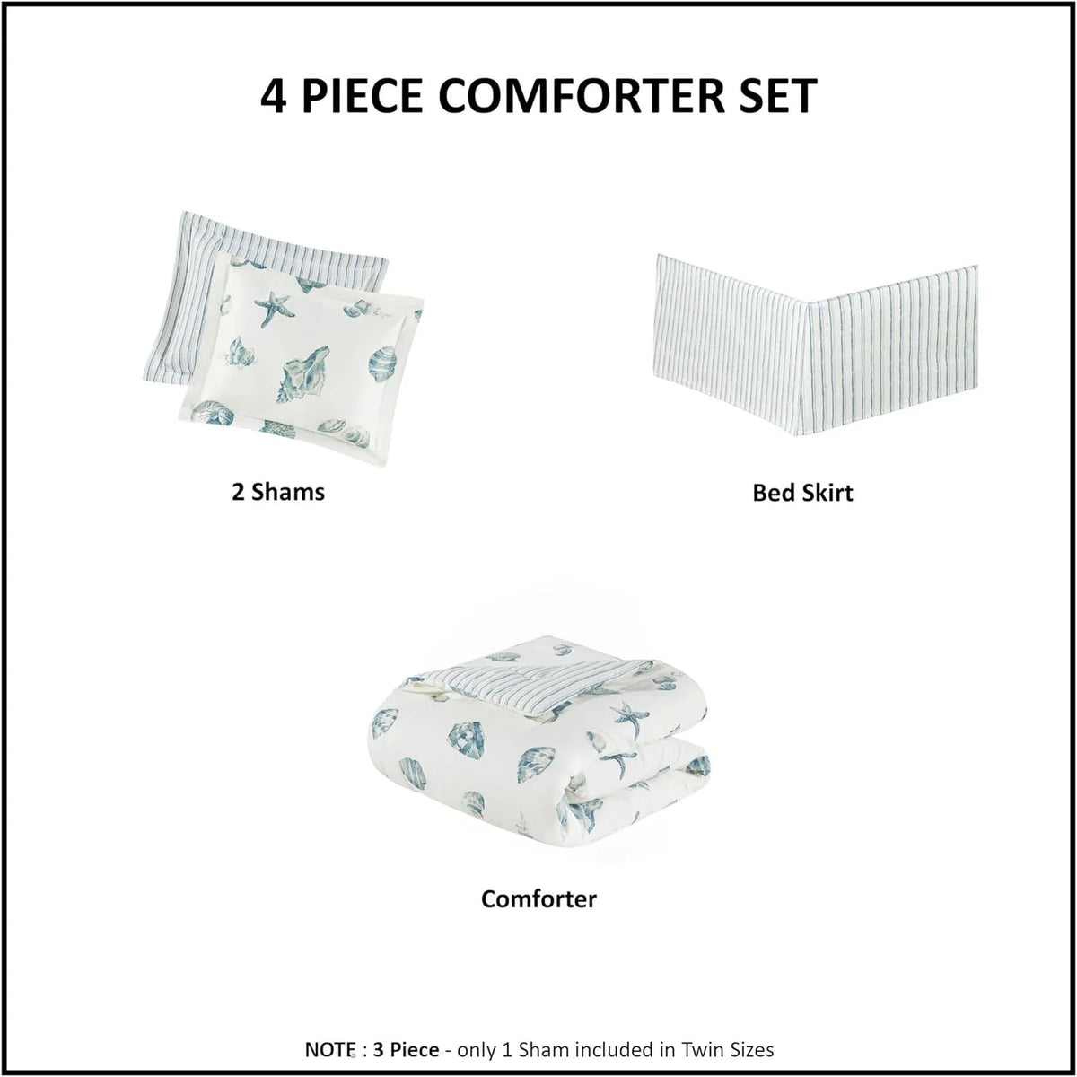Coastal Reversible Comforter Set 4 Piece J251946