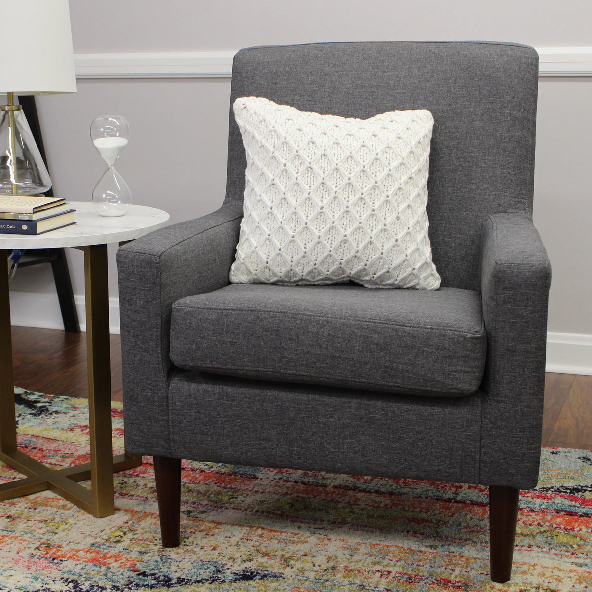 Navy Polyester Fabric Arm Chair T64105