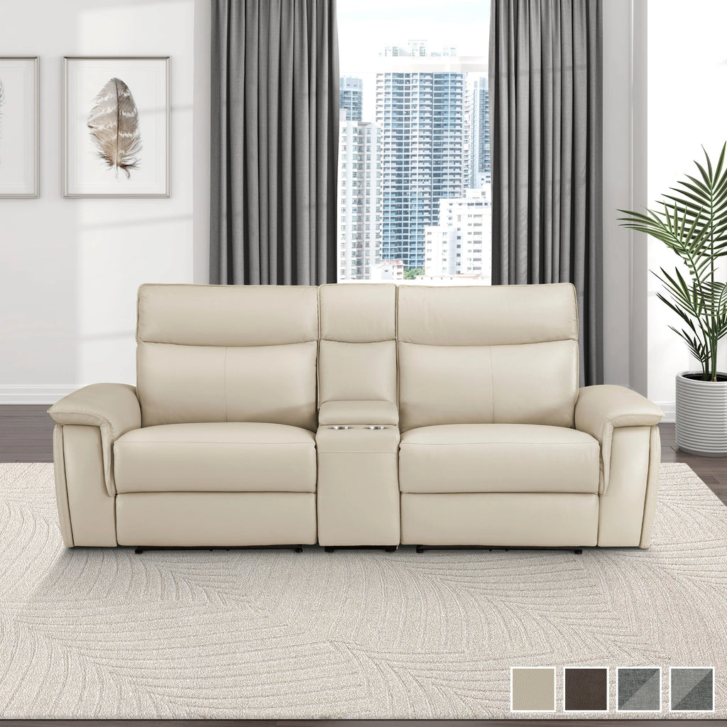 Light Grey Polyester Double Reclining Loveseat with Console V3099