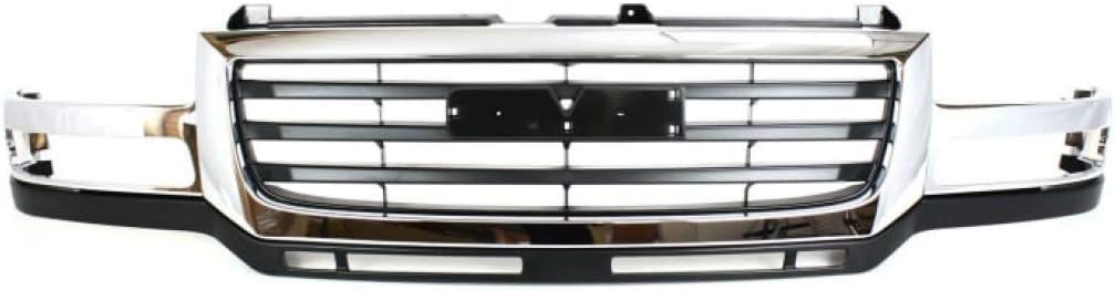 Chrome Shell Painted Black Insert Grille Assembly for 2007 GMC Sierra 2500 HD 3500 Classic L8764