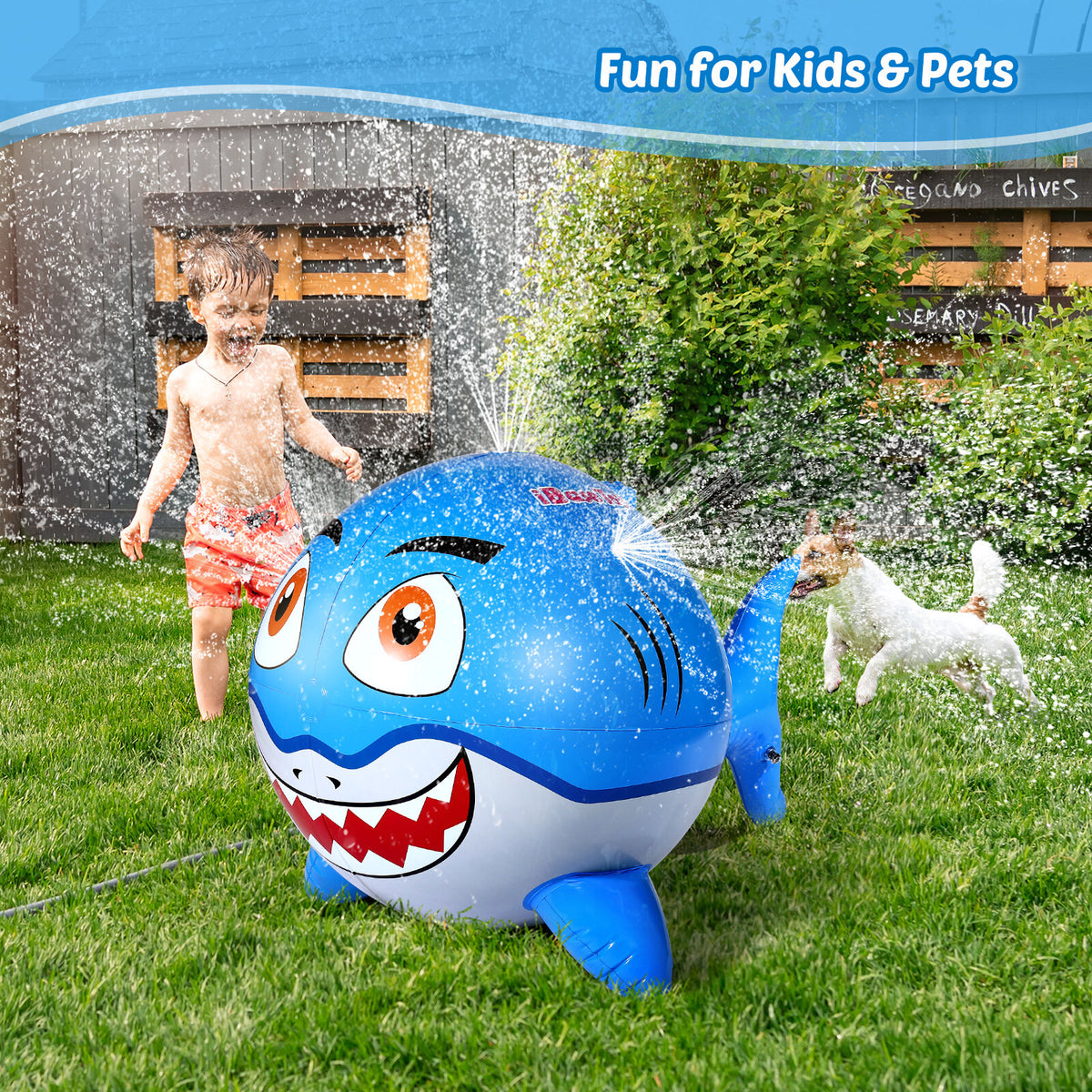 Inflatable Shark Sprinkler Water Ball 80x120cm Z43878