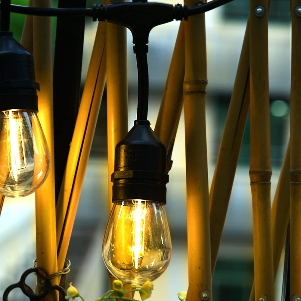 100FT LED String Lights with 30 Sockets 32 Shatterproof Plastic Bulbs I314