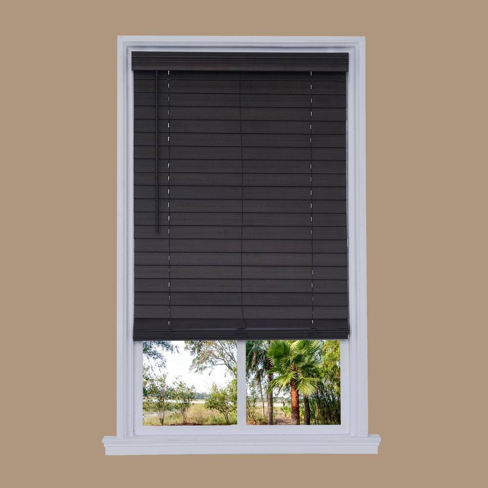 Walnut Faux Wood Cordless Room Darkening Horizontal Blinds W851