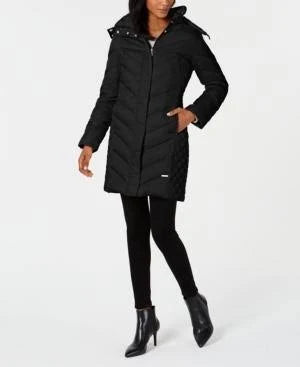 Faux-Fur-Trim Hooded Down Puffer Coat Y601752
