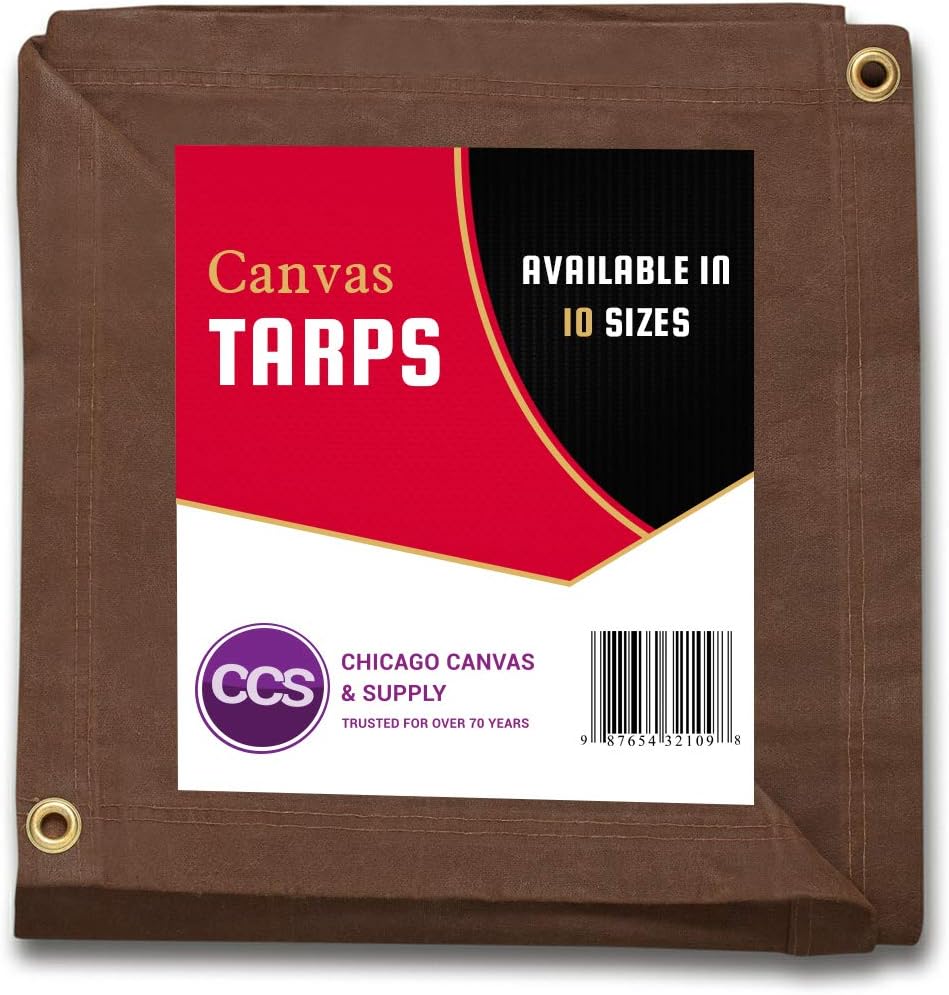 Gold 12 by 14 Feet Waterproof Canvas Tarp with Rustproof Grommets T320412