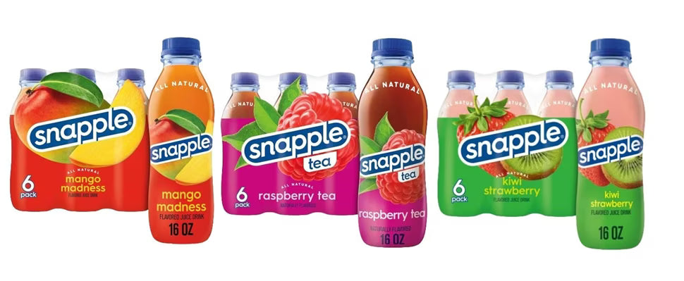 18 Pc Snapple Juice Drinks Assorted Flavors 16 Fl Oz Plastic Bottle K571