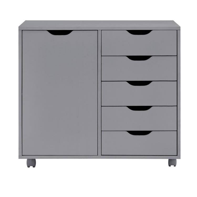 Gray 5-Drawer Office Storage Cabinet with Shelves N661