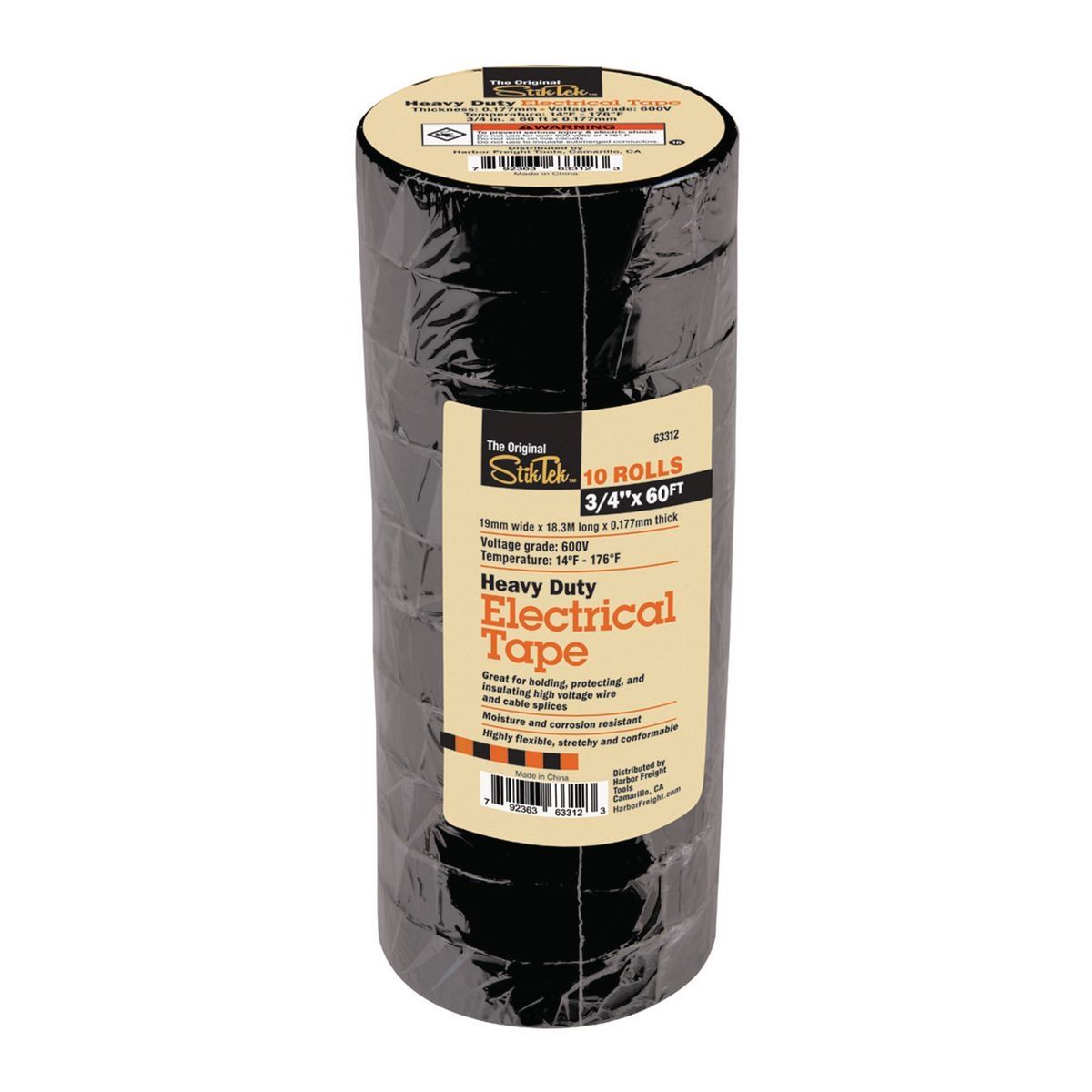 60 ft. x 3/4 in. Electrical Tape, 10-Pack W846974