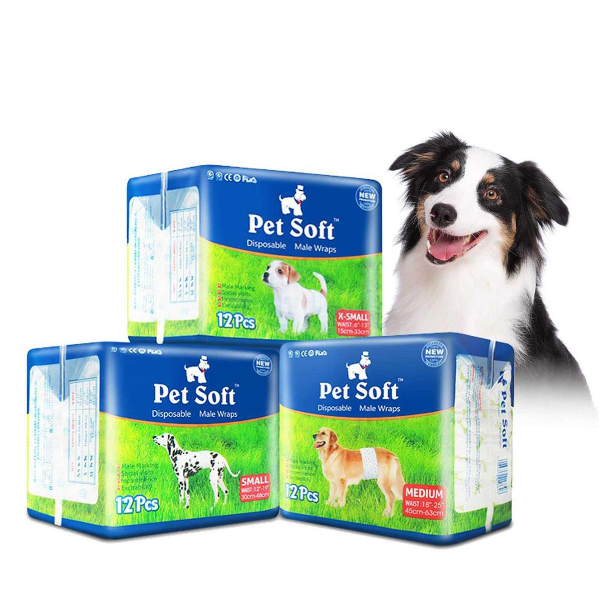 Soft Disposable Male Dog Diaper 12Pcs M P25310
