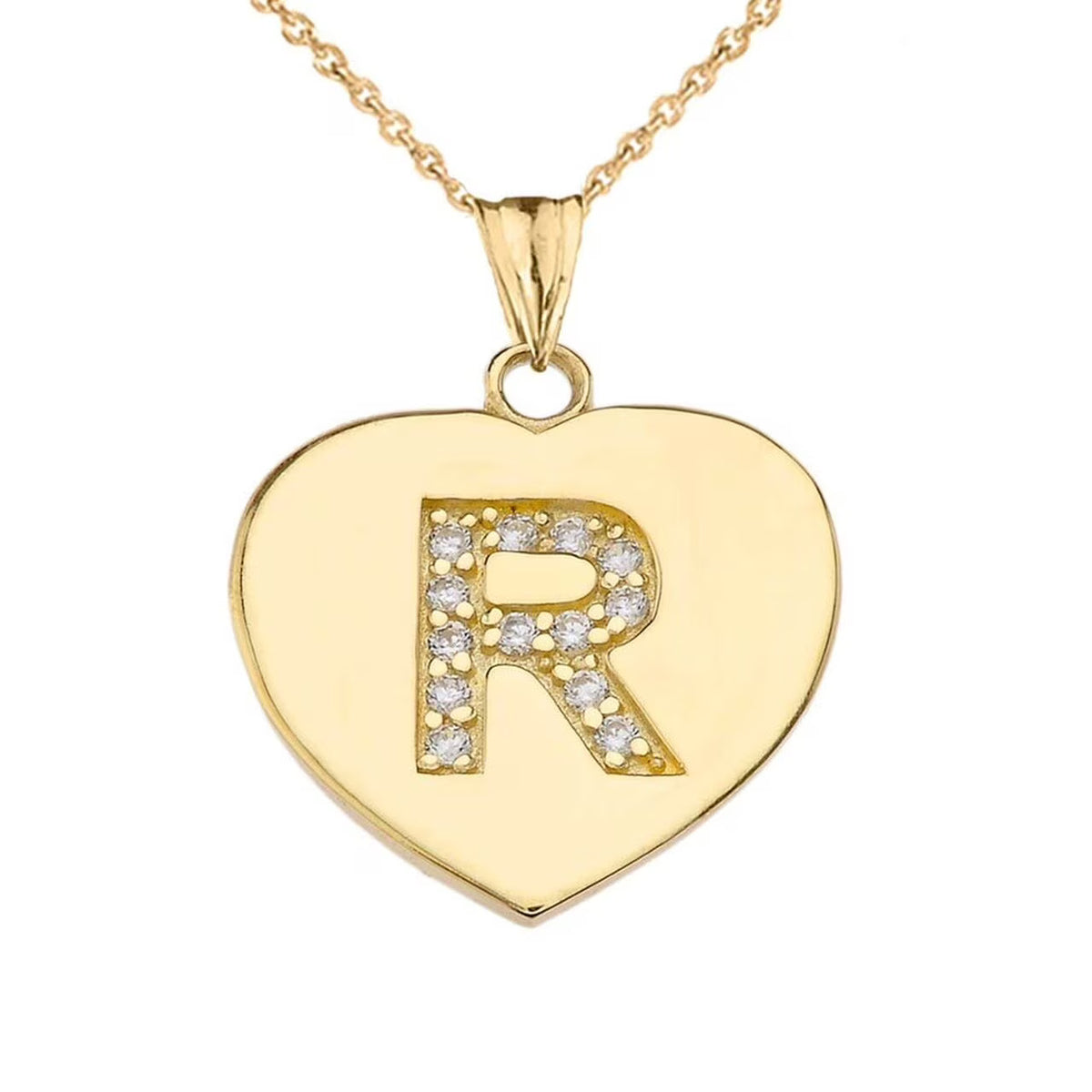 14K Yellow Gold Heart Pendant Necklace with 18" Chain X796543