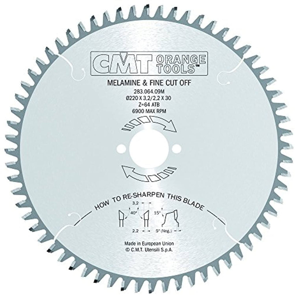 Industrial Melamine & Fine Cut-Off Saw Blade, 220mm x 64 Teeth with 30mm Bore O64654