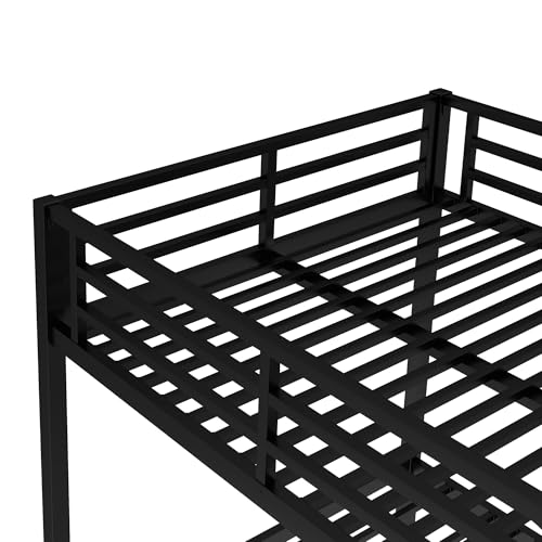 Heavy Duty Black Twin XL Over Twin XL Bunk Bed Frame with Ladder I4411