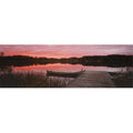 Canoe tied to dock on a small lake at sunset Sweden Poster Print - 36 x 12 H31113
