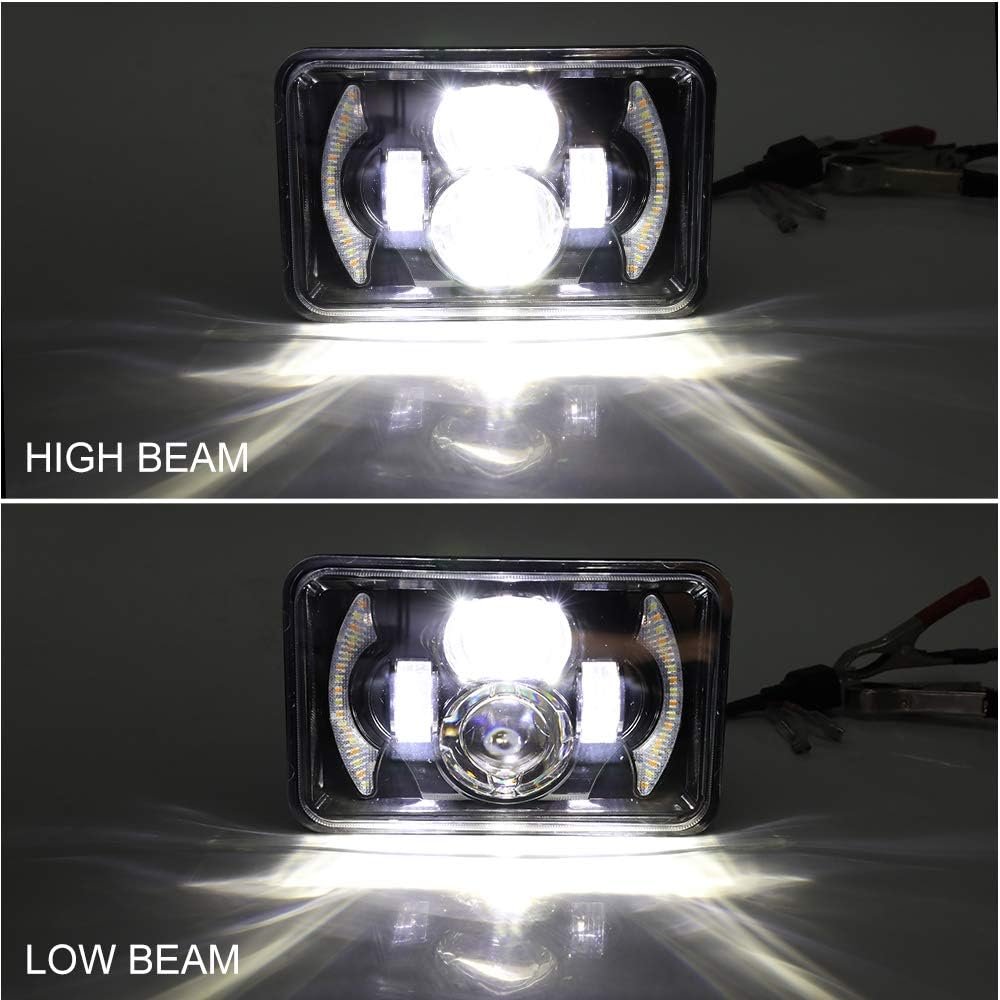 4x6 Inch LED Headlights Sealed Beam 80W Amber Halo Rectangular Replacement K44469