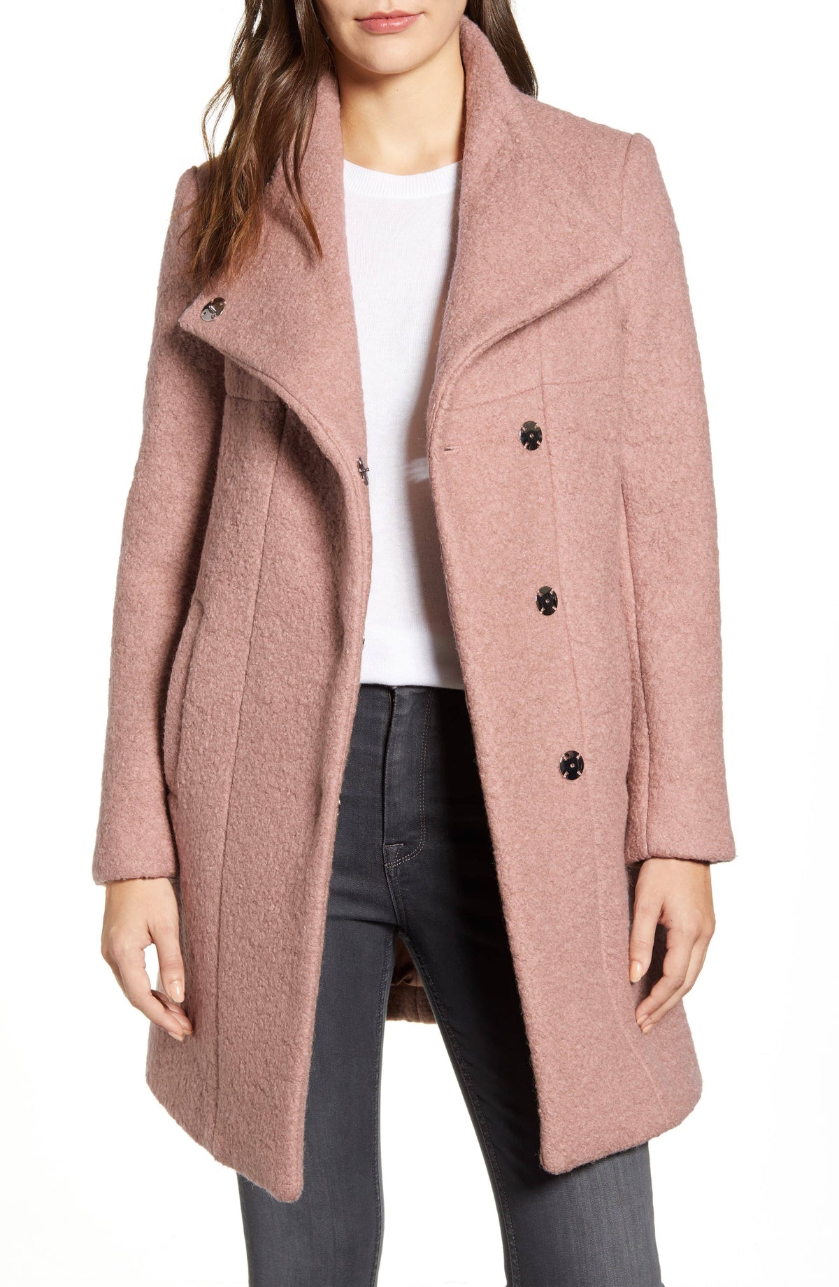 Black Boucle Walker Coat S8866