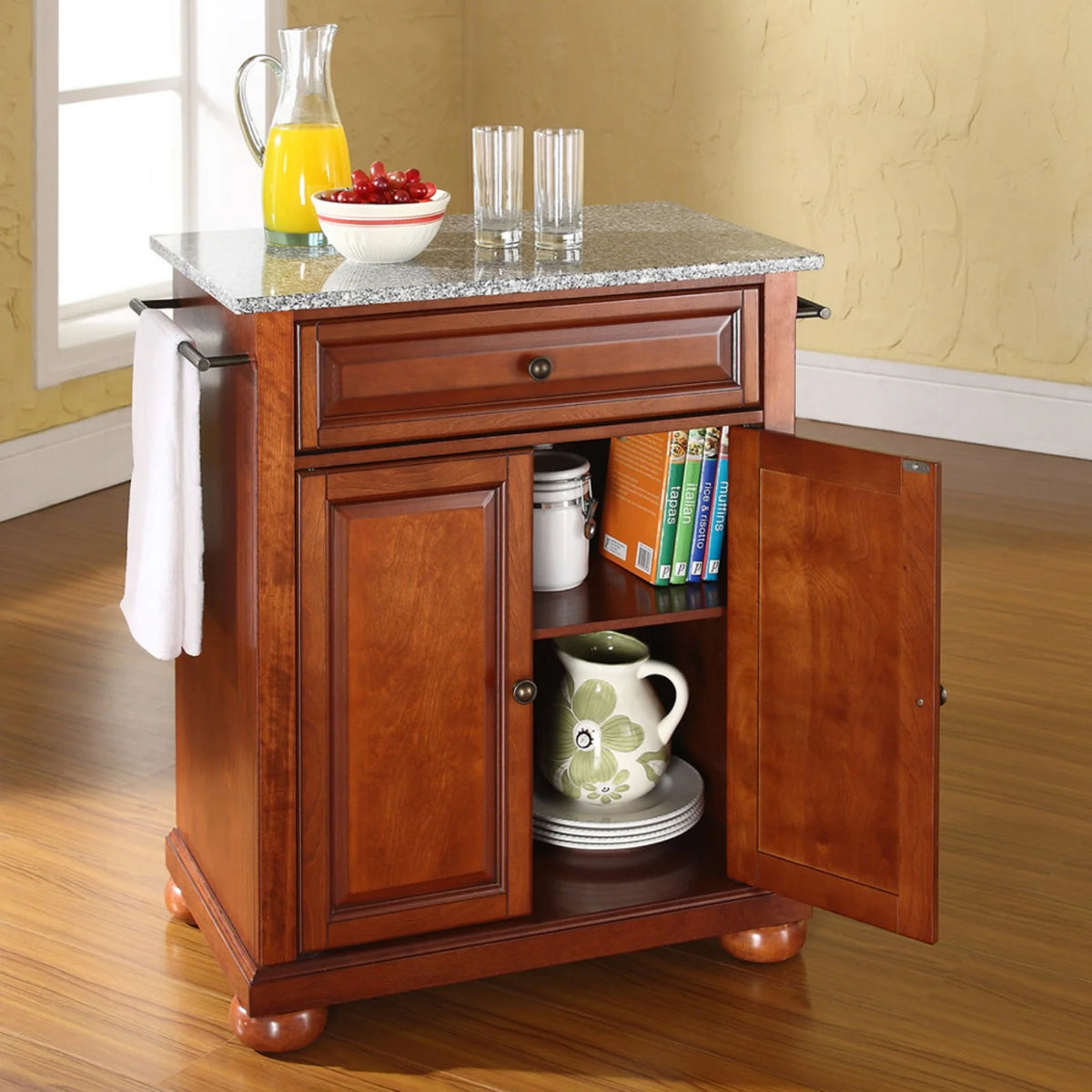 White/Gray Wood Portable Kitchen Island Q940886