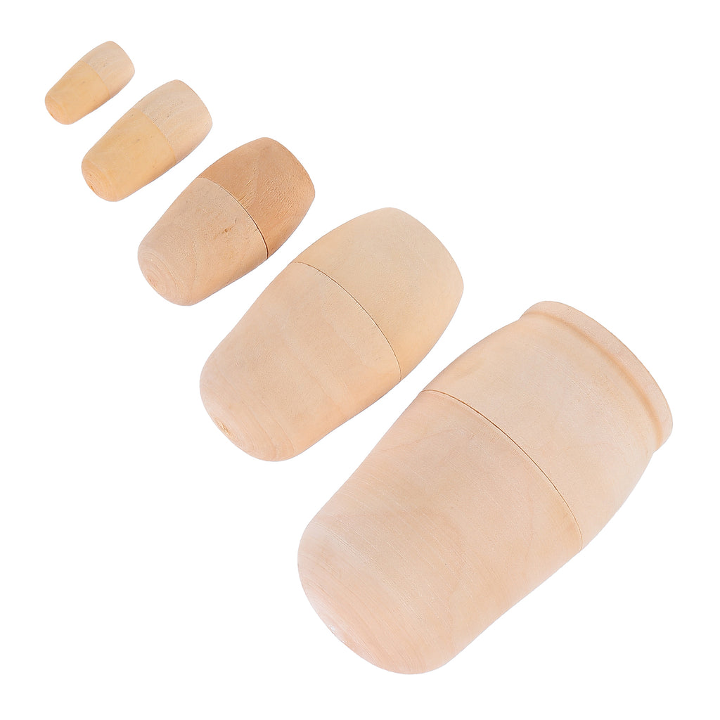 5Pcs Unpainted Wooden Nesting Dolls (Khaki) C46895
