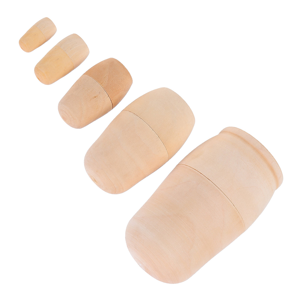 5Pcs Unpainted Wooden Nesting Dolls (Khaki) C46895