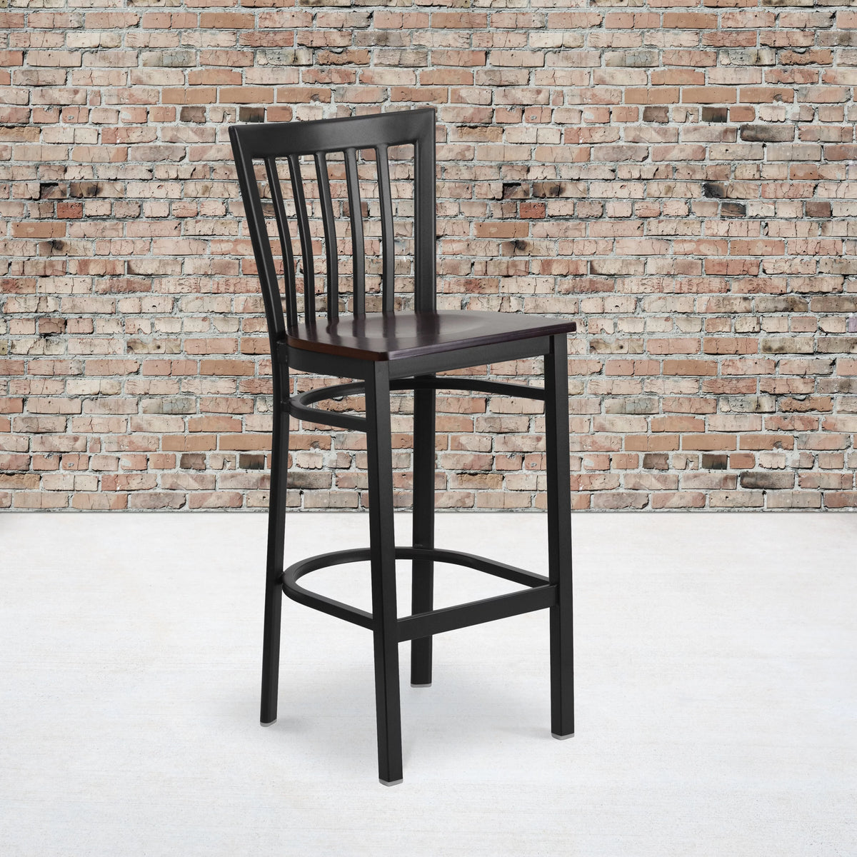 Metal Barstool with Walnut Wood Seat A760