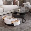 Round Lift-Top Nesting Coffee Table Set with 2 Drawers T890215