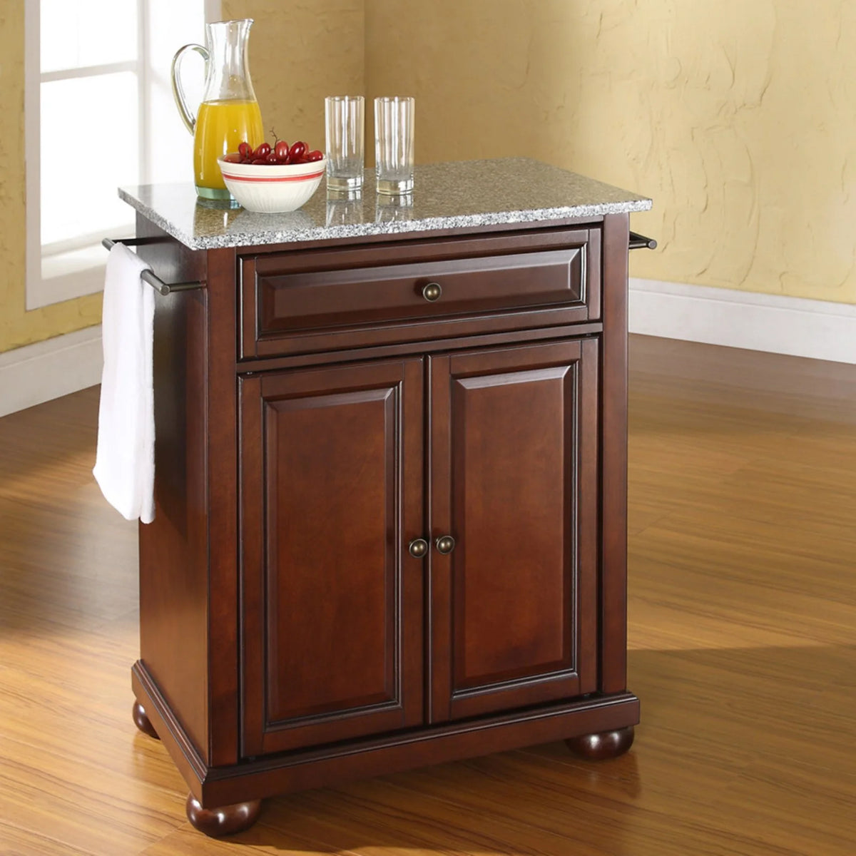 White/Gray Wood Portable Kitchen Island Q940886