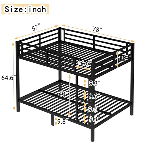 Heavy Duty Black Twin XL Over Twin XL Bunk Bed Frame with Ladder I4411