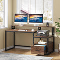 60 inch Computer Desk with File Drawer and Storage Shelves O661