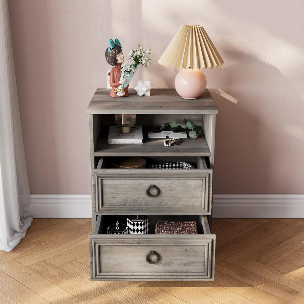 Gray Modern Nightstand Set of 2 P345