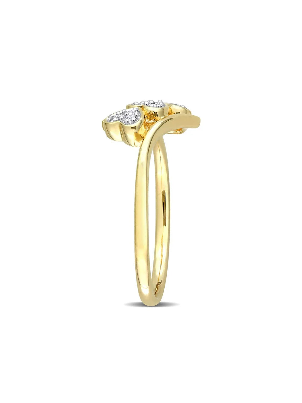 Diamond Triple Heart Bypass Promise Ring in Yellow Plated Silver Q49166