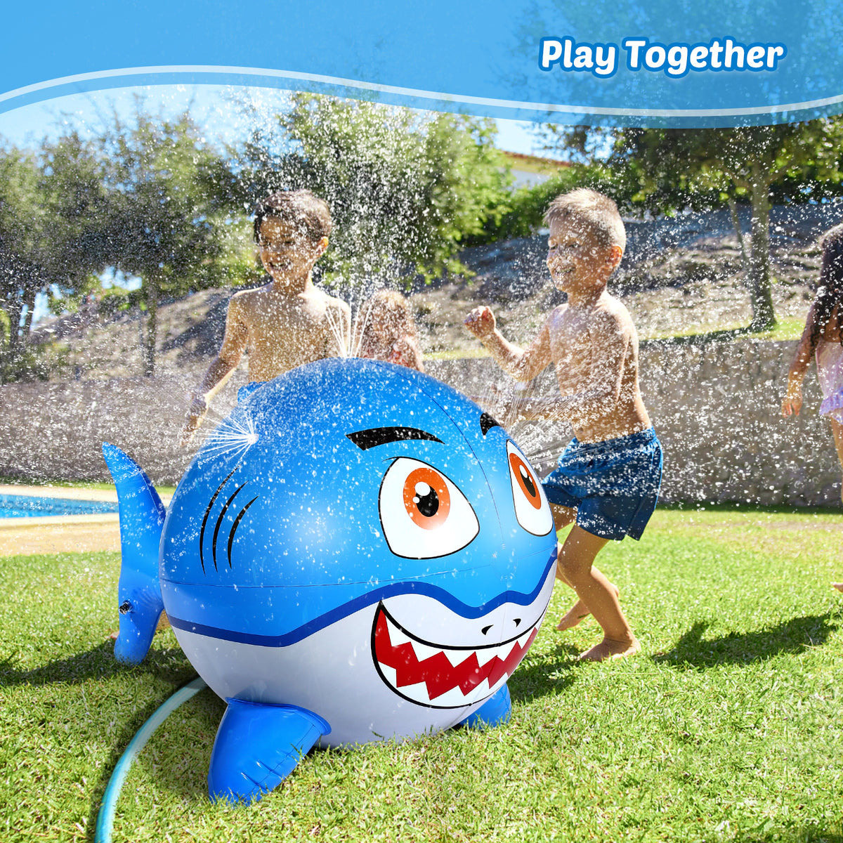 Inflatable Shark Sprinkler Water Ball 80x120cm Z43878