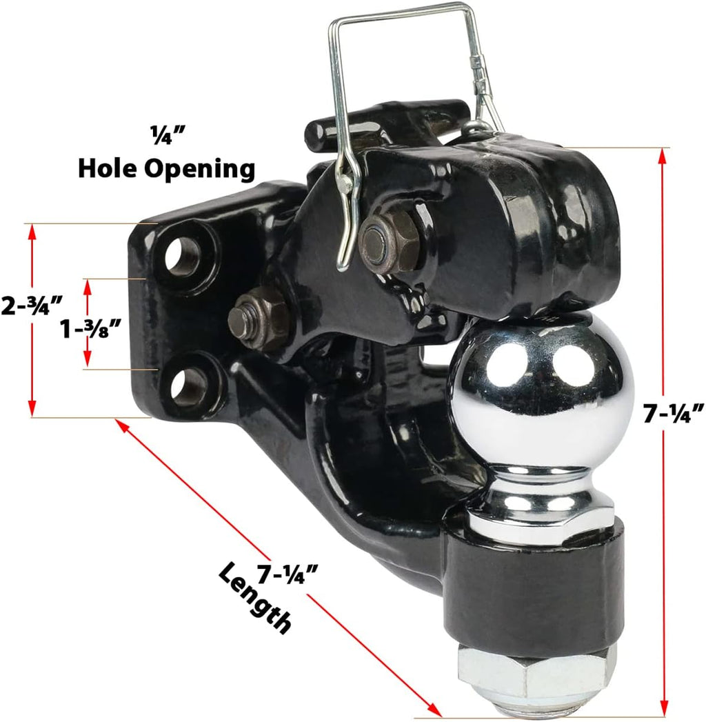 Pintle Hitch with 2-5/16-Inch Trailer Ball, 8 Ton Combination Hitch with Mounting Kit B92909