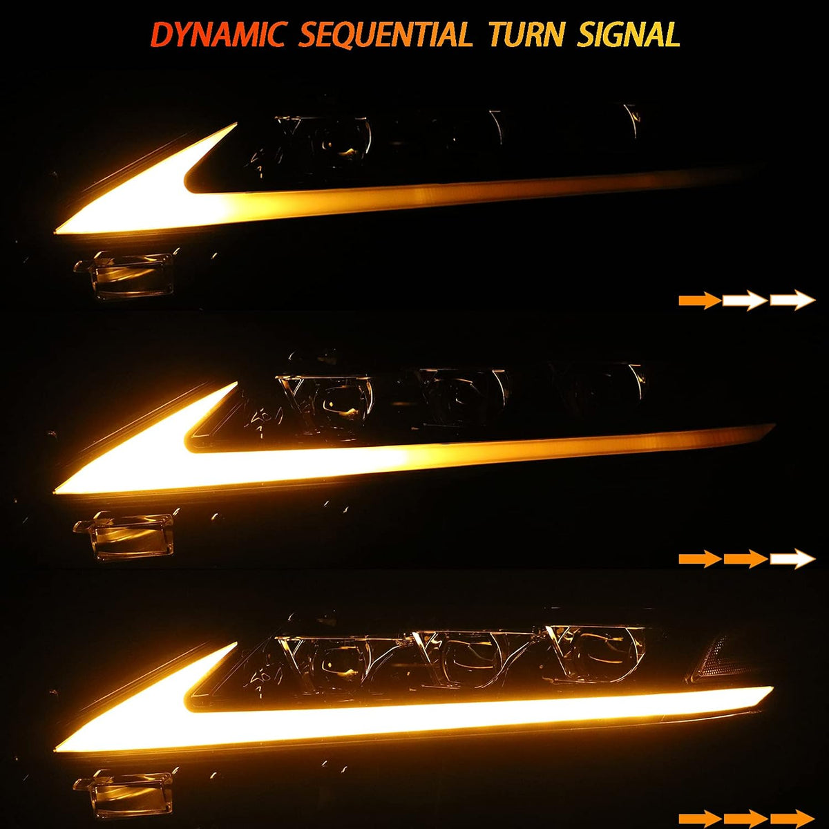 Upgrade Full LED Headlights Assembly with Sequential Turn Signal, Left+Right Pair S84284