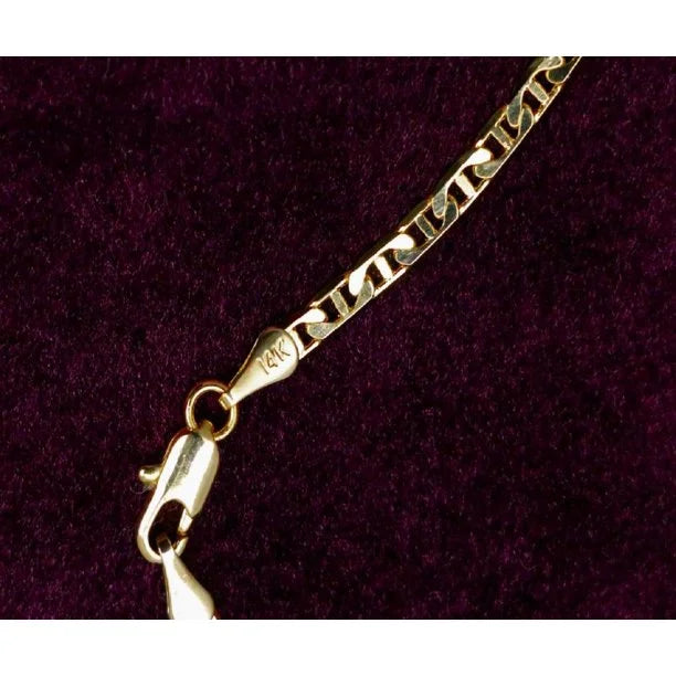 14K Bonded Gold Cuban Chain Necklace with Initial Letters Charm X3351