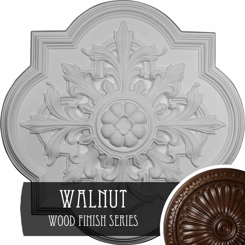 31 1/4x22OD x 2x22P Ceiling Medallion Hand-Painted Walnut V50357