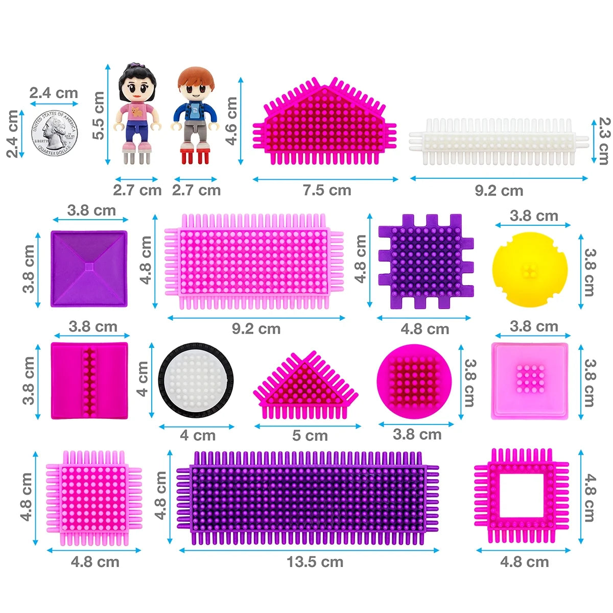 106pcs Hedgehog Building Blocks Tiles Castle Theme Set with Human Figures STEM Toy Kit, Pink Z43438