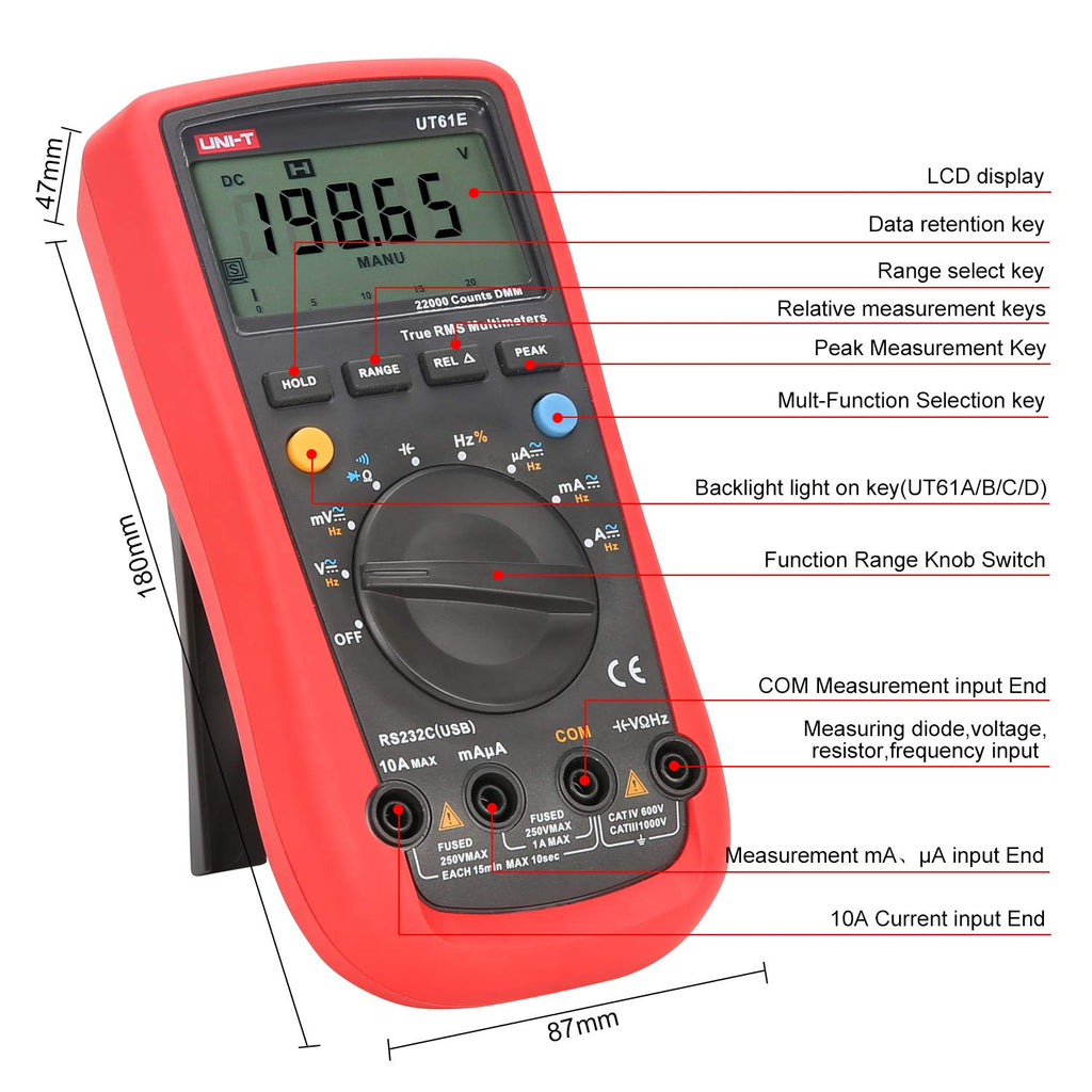 22000 Count True RMS Auto Ranging Digital Multimeter UT61E Pack of 2 H780