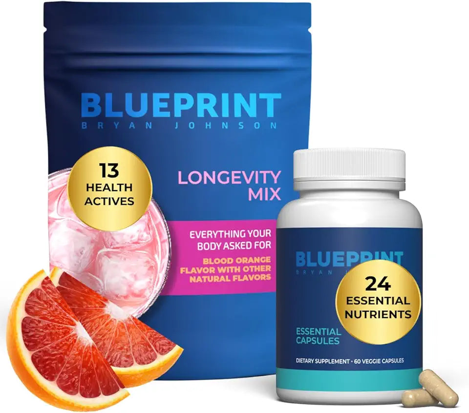 Blood Orange Vegan Keto Friendly Muscle Builder & Recovery Supplement + Essential Capsules Daily Multivitamin 30 Servings O45805