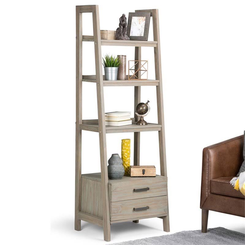 4 Shelf Ladder Bookcase in Gray R392