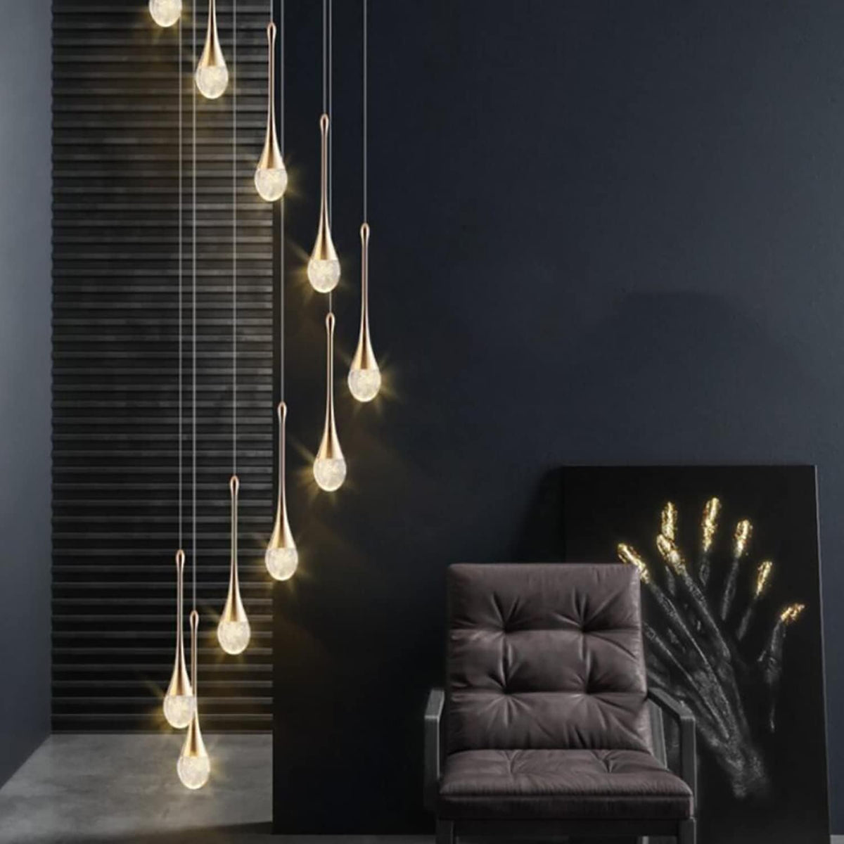 High Ceiling Dimmable Crystal Chandelier with LED Bulb E843868