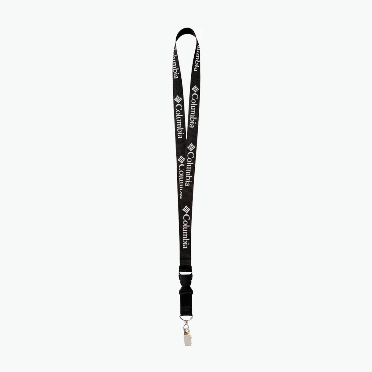 Black Polyester Lanyard with Buckle Release and Swivel Bulldog Clip A67354