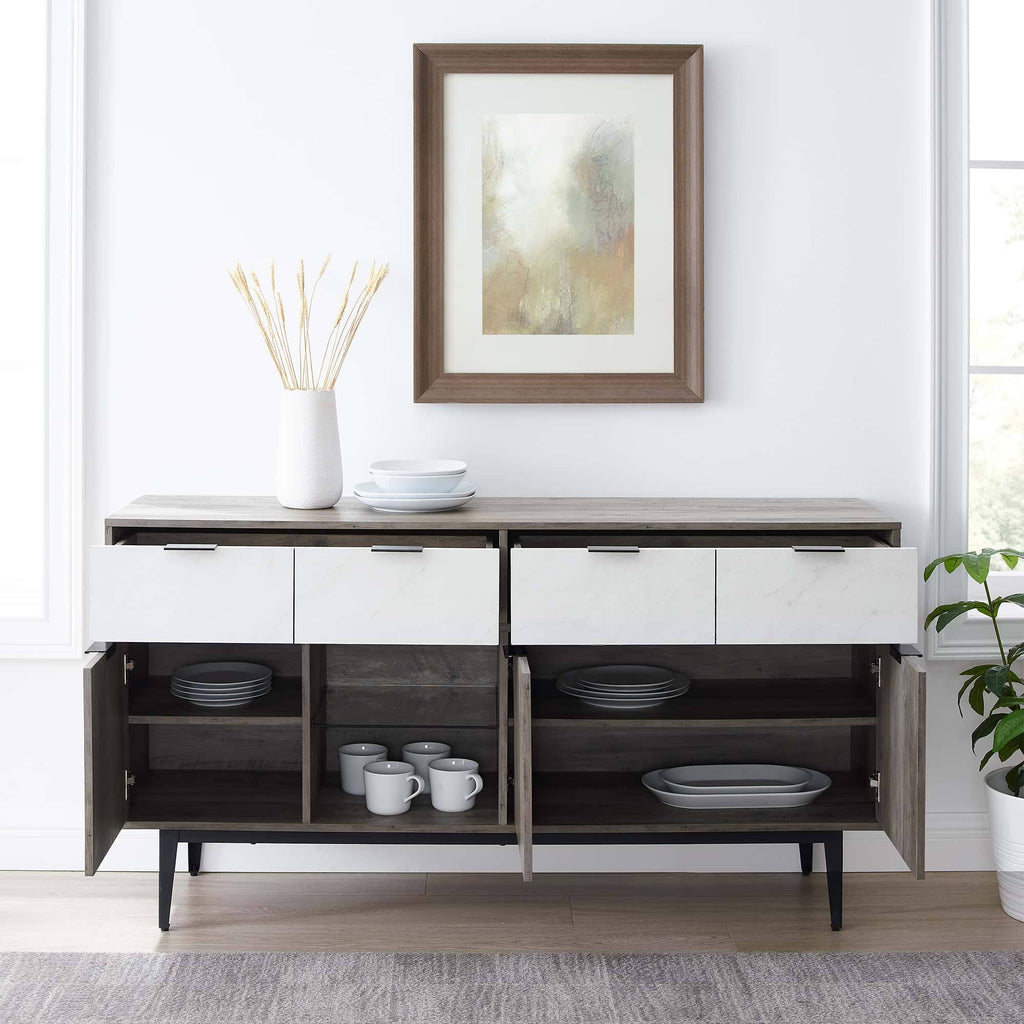 Faux White Marble 2 Drawer Sideboard Q883