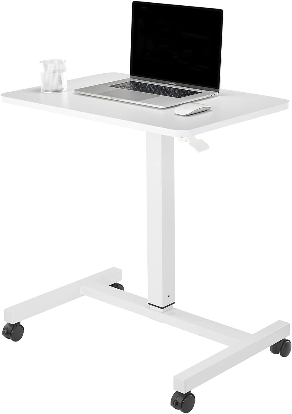 Mobile Laptop Desk Height Adjustable Rolling Cart with Lockable Wheels Beige J1152