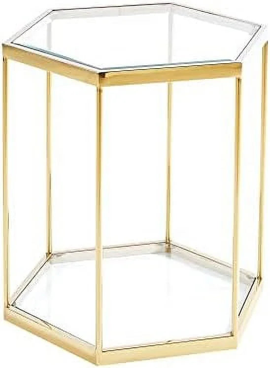 Round Clear Glass End Table with Chrome Legs R3434