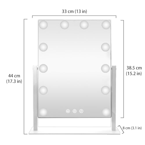 White Hollywood Vanity Mirror with 12 Dimmable Bulbs W867