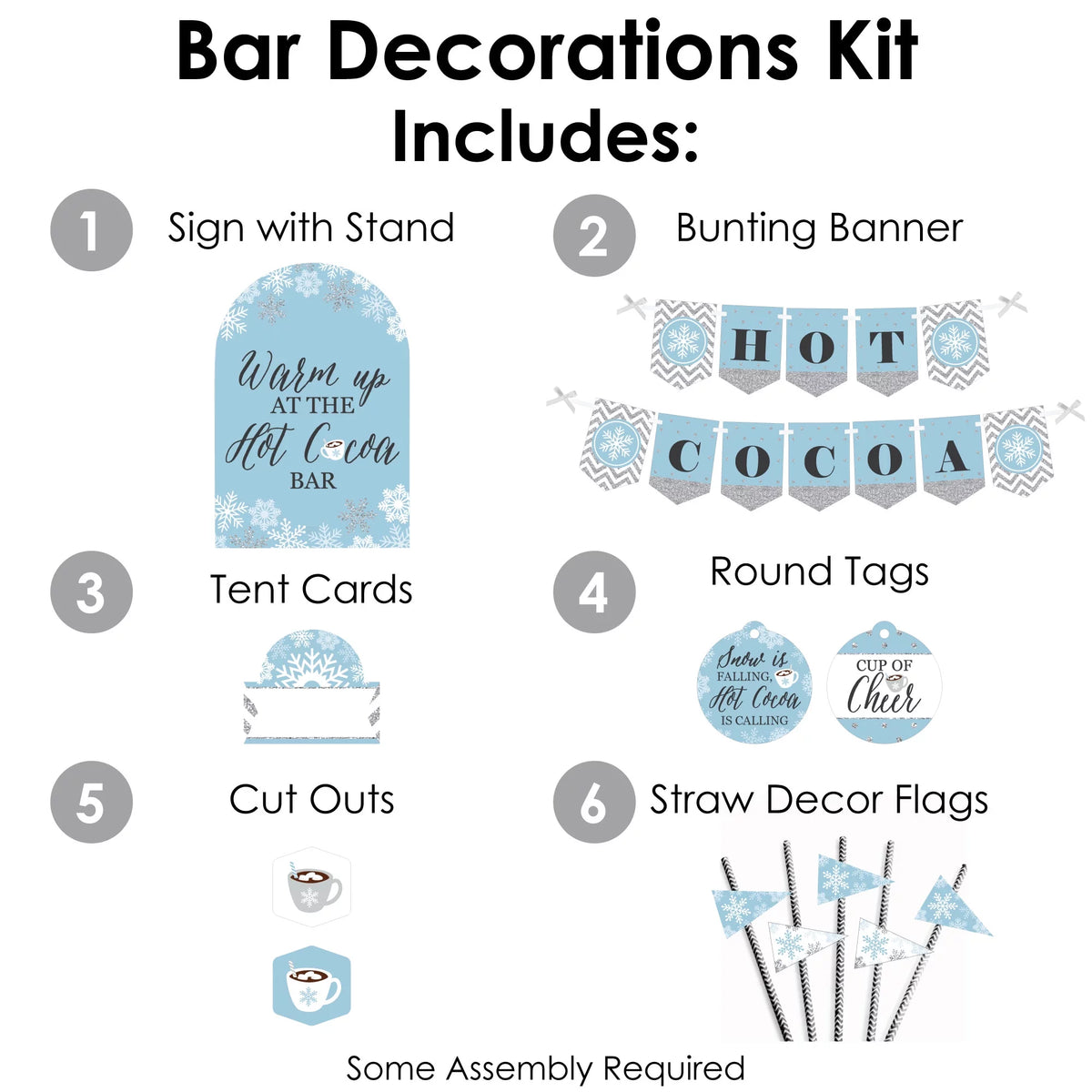 50 Pieces Hot Cocoa Drink Bar Decorations Kit R813