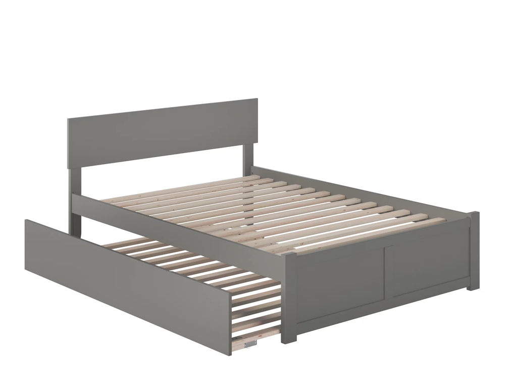 Grey Full Platform Bed with Trundle V88056