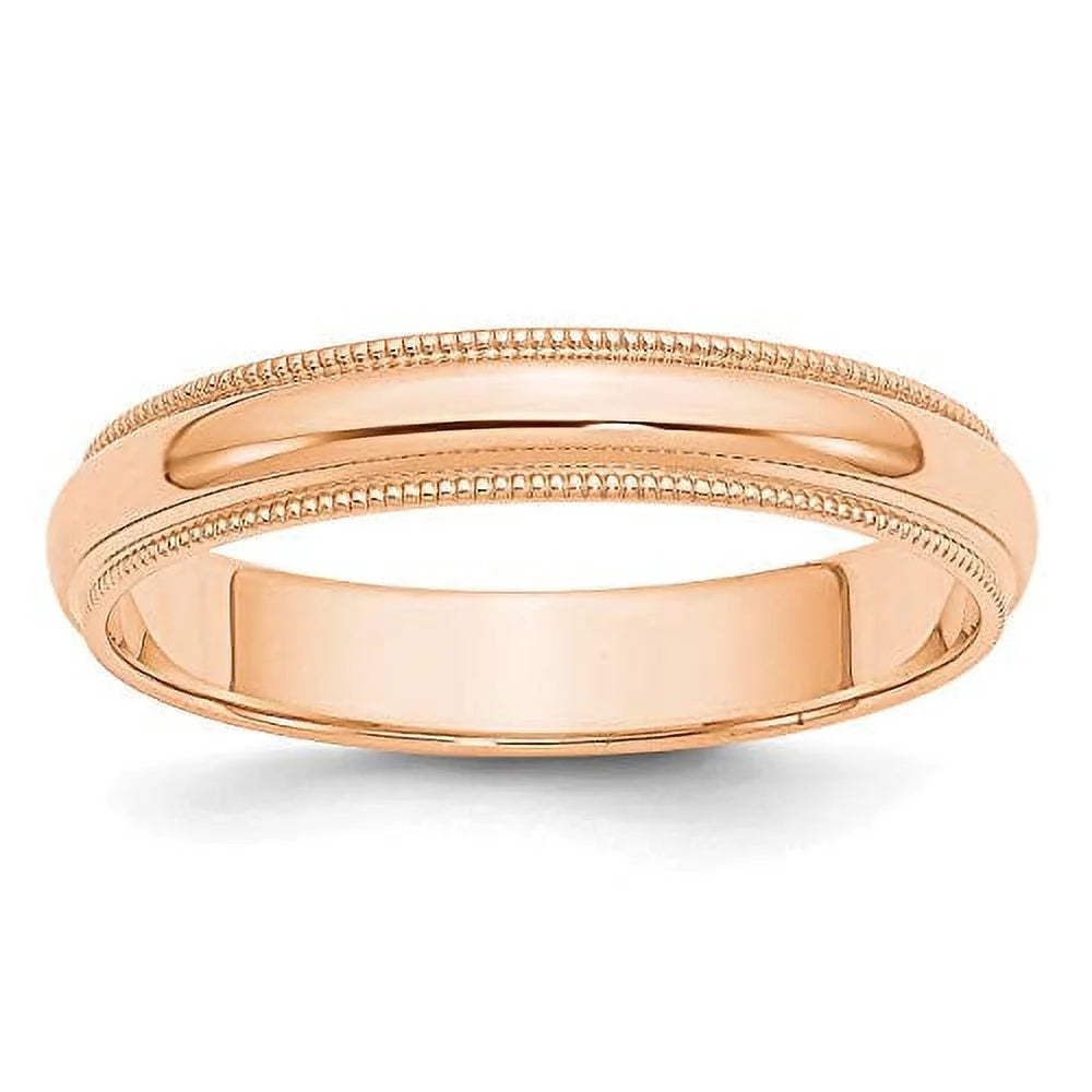 10K Rose Gold Half Round Band Ring N7796