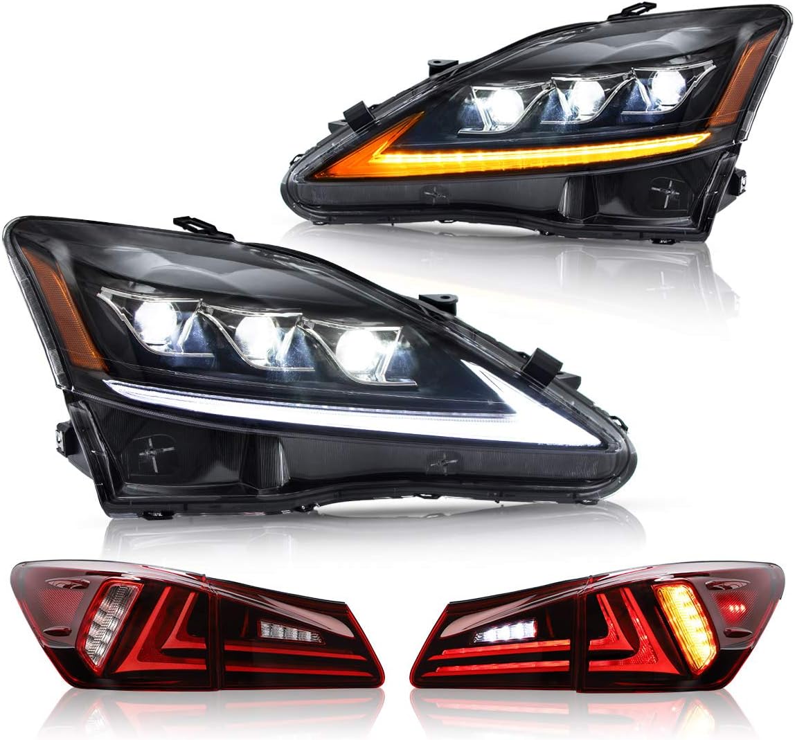 Full LED Amber Reflector Headlights & Red Taillights Assembly T9667