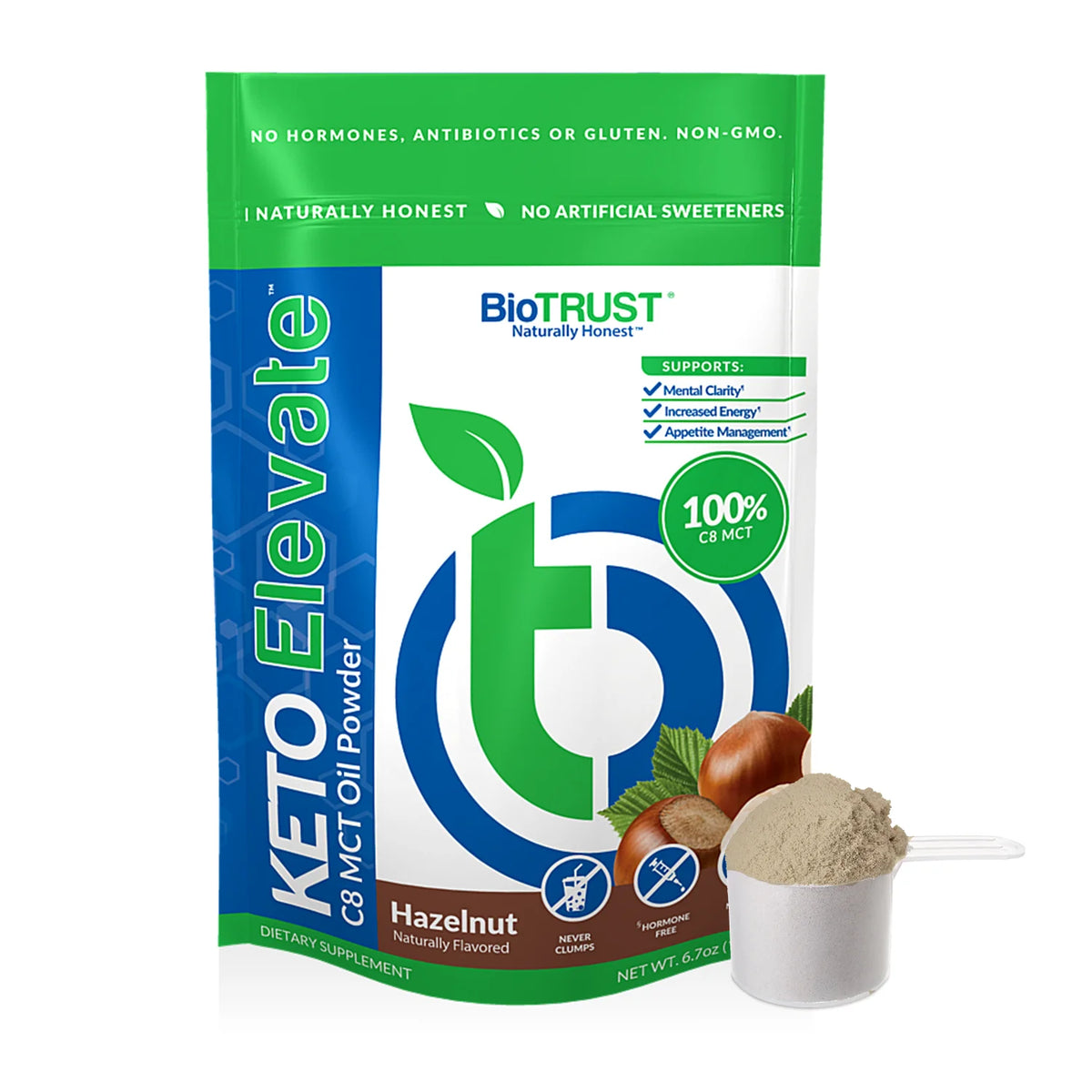 C8 MCT Oil Powder Hazelnut 20 Servings A38608